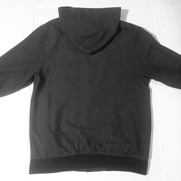 Y2k Elixir Jacket XL Gray tweed full Zip Hooded Insulated Lining pockets Aviator - Picture 9 of 9